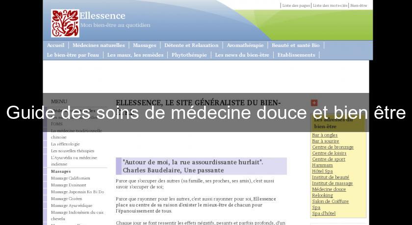 Guide des soins de médecine douce et bien être Guide des soins de médecine douce et bien être