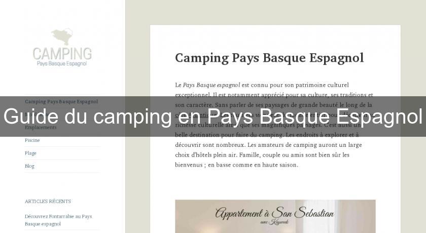 Guide du camping en Pays Basque Espagnol