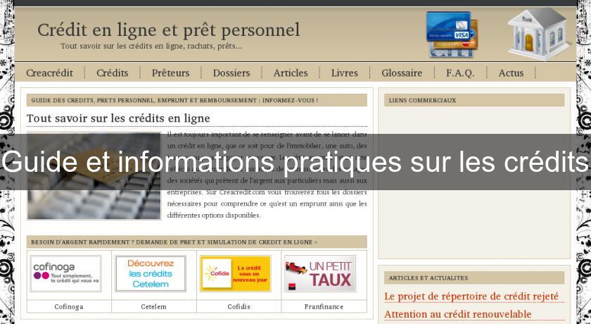 Guide et informations pratiques sur les crédits