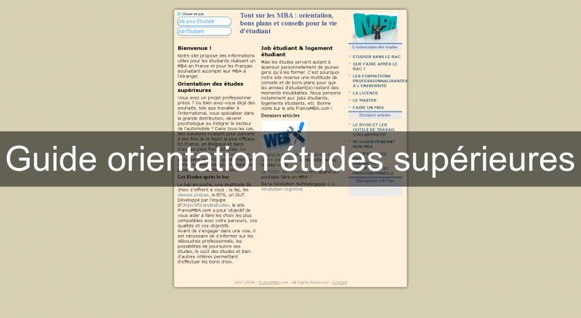 Guide orientation études supérieures Guide orientation études supérieures