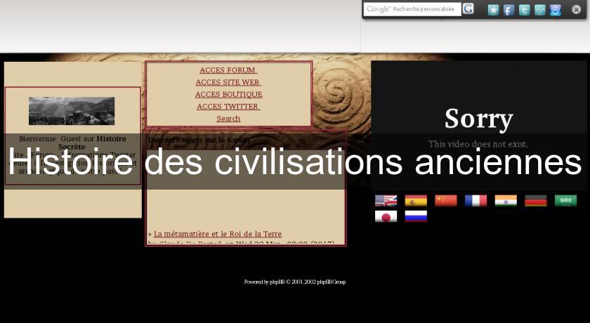 Histoire des civilisations anciennes Histoire des civilisations anciennes
