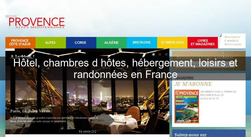 Hôtel, chambres d'hôtes, hébergement, loisirs et randonnées en France