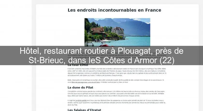 Hôtel, restaurant routier à Plouagat, près de St-Brieuc, dans leS Côtes d'Armor (22)