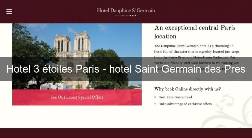 Hotel 3 étoiles Paris - hotel Saint Germain des Pres