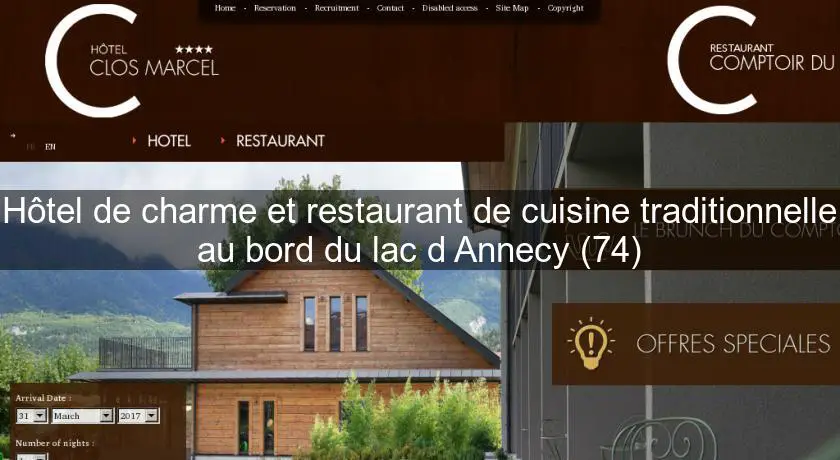 Hôtel de charme et restaurant de cuisine traditionnelle au bord du lac d'Annecy (74)
