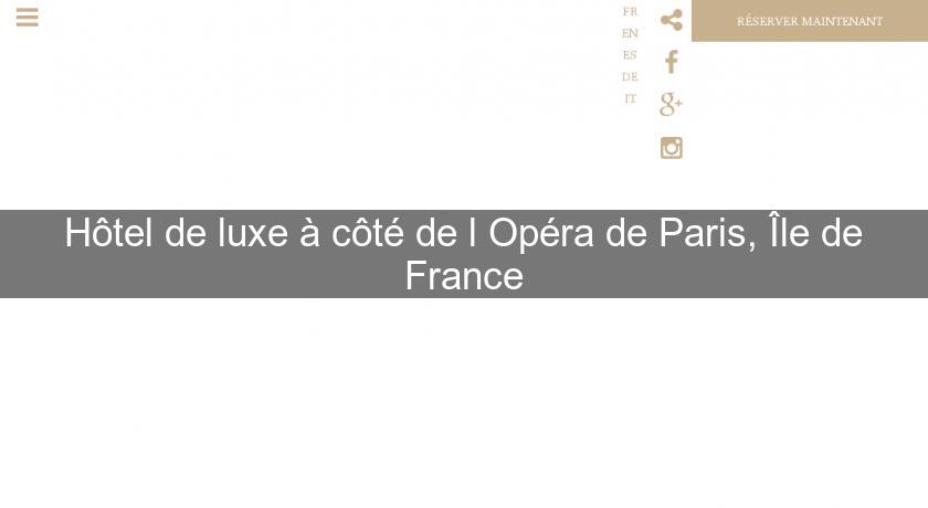 Hôtel de luxe à côté de l'Opéra de Paris, Île de France