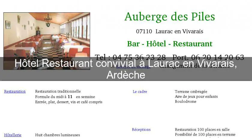 Hôtel Restaurant convivial à Laurac en Vivarais, Ardèche
