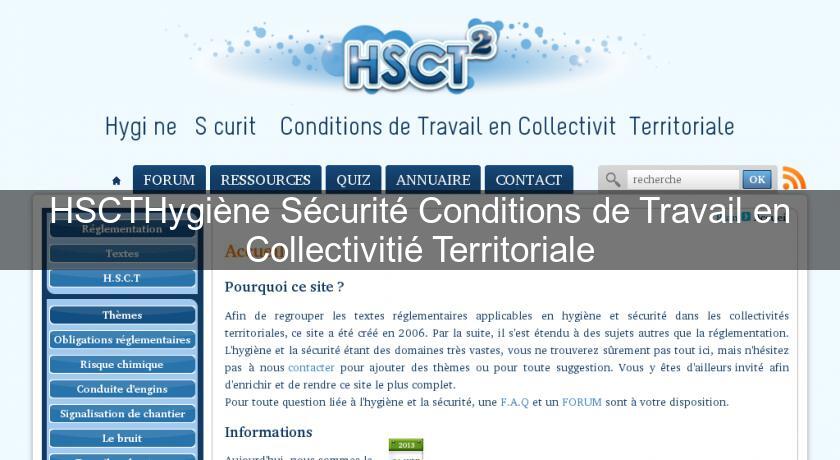 HSCTHygiène Sécurité Conditions de Travail en Collectivitié Territoriale