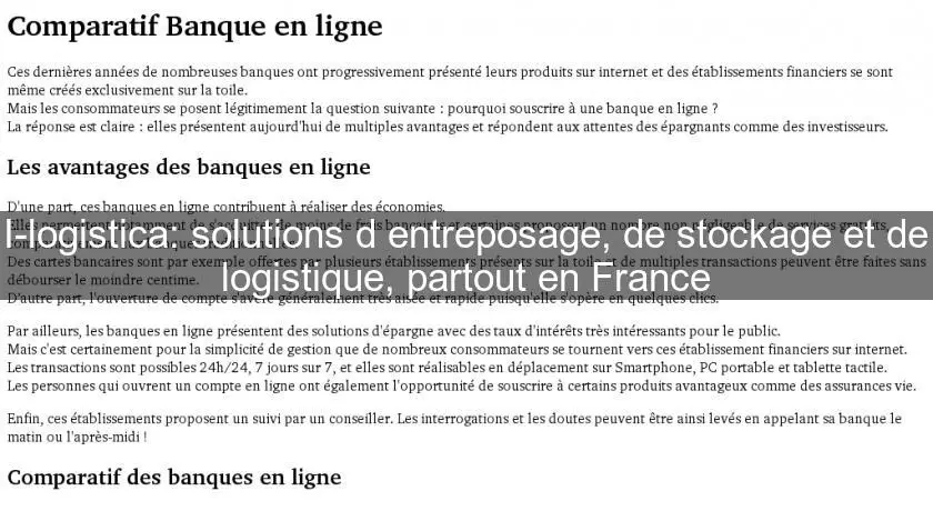 I-logistica: solutions d'entreposage, de stockage et de logistique, partout en France