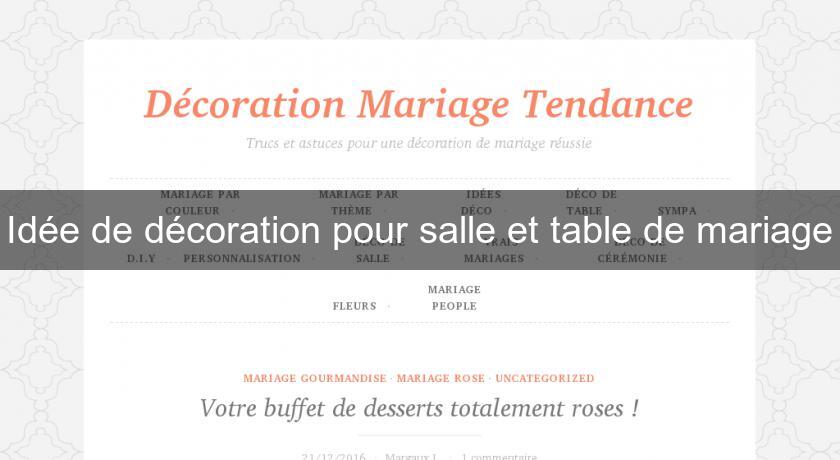 Idée de décoration pour salle et table de mariage