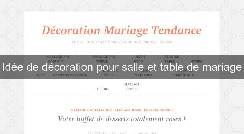 Idée de décoration pour salle et table de mariage Idée de décoration pour salle et table de mariage