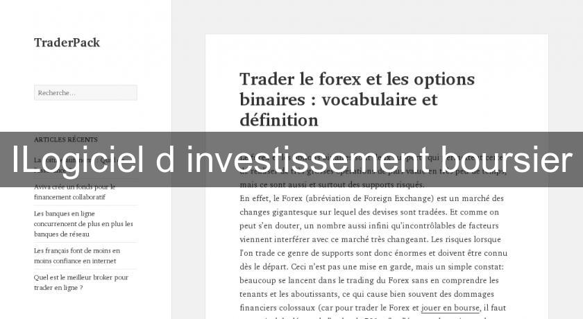ILogiciel d'investissement boursier ILogiciel d'investissement boursier
