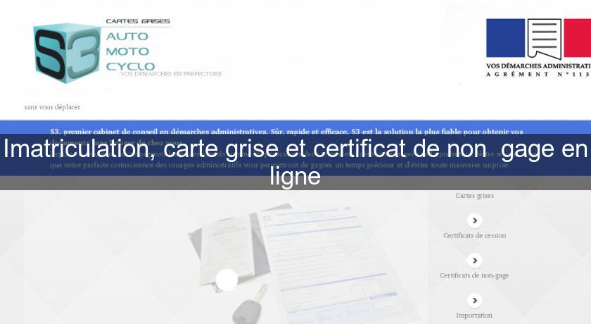 Imatriculation, carte grise et certificat de non  gage en ligne