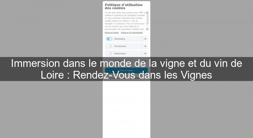 Immersion dans le monde de la vigne et du vin de Loire : Rendez-Vous dans les Vignes Immersion dans le monde de la vigne et du vin de Loire : Rendez-Vous dans les Vignes