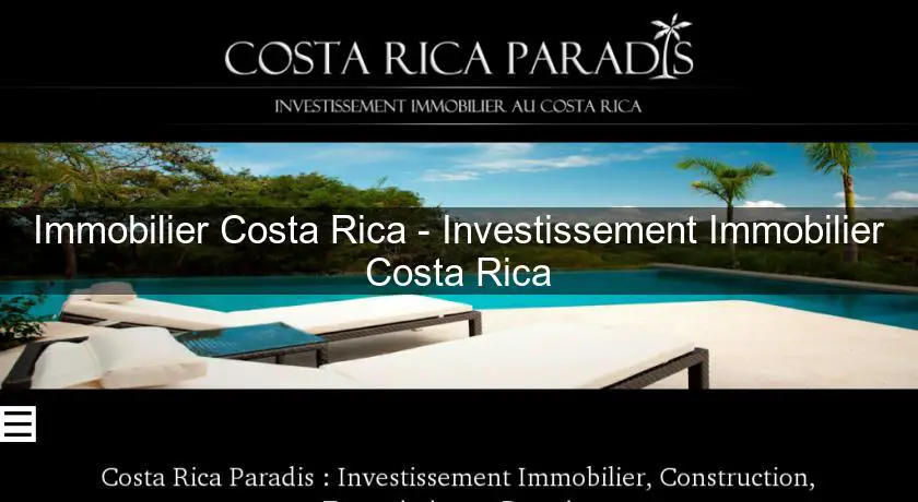 Immobilier Costa Rica - Investissement Immobilier Costa Rica