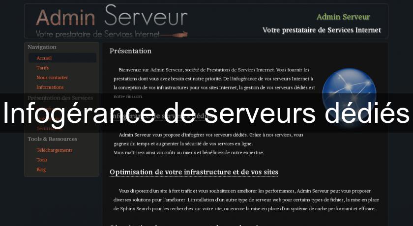Infogérance de serveurs dédiés Infogérance de serveurs dédiés