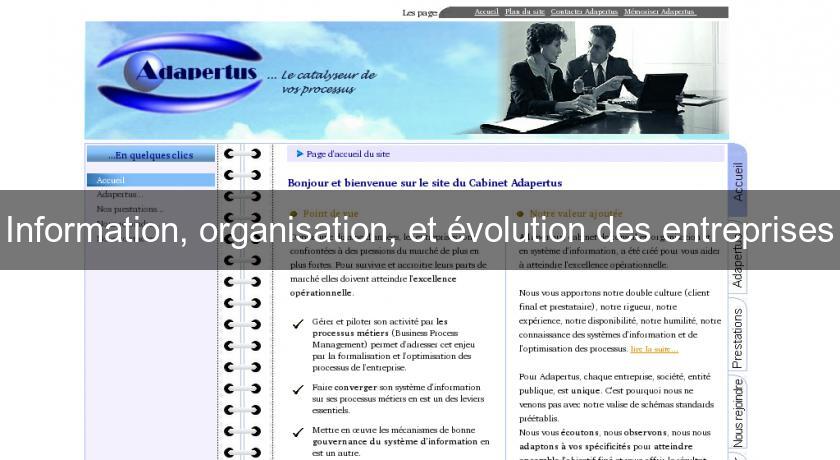 Information, organisation, et évolution des entreprises Information, organisation, et évolution des entreprises
