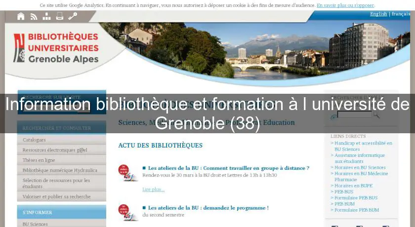 Information bibliothèque et formation à l'université de Grenoble (38)