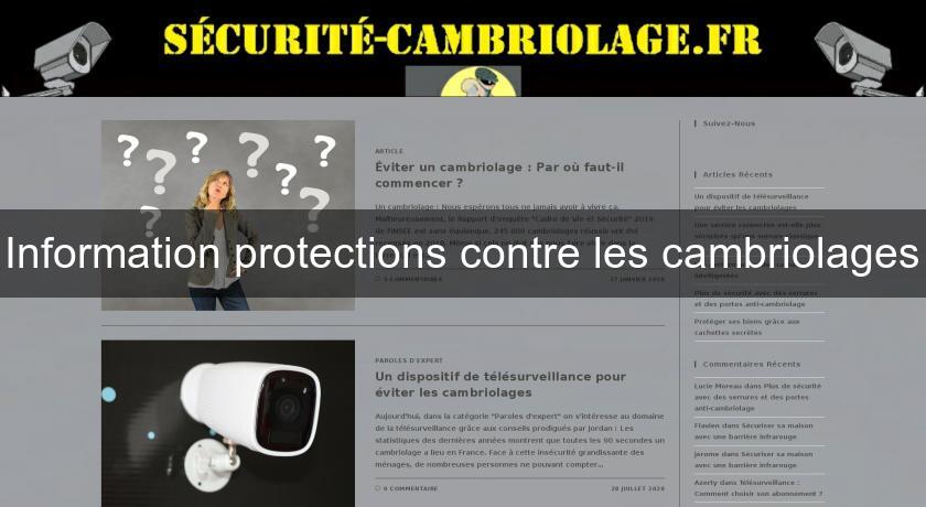 Information protections contre les cambriolages Information protections contre les cambriolages