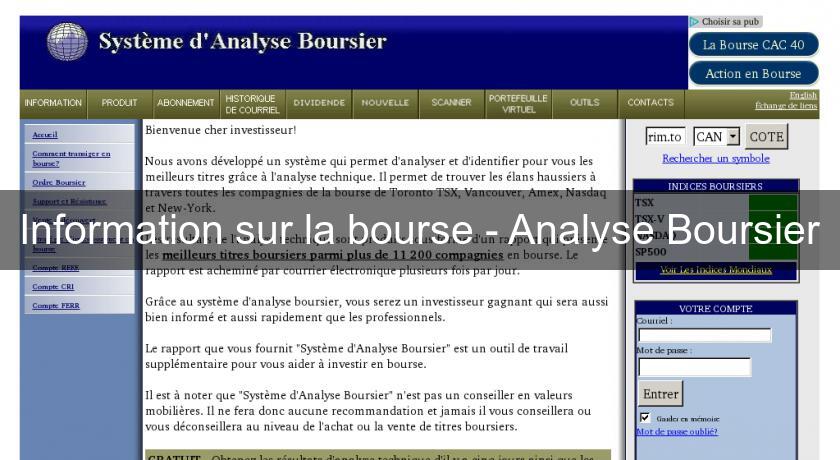 Information sur la bourse - Analyse Boursier