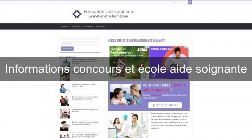 Informations concours et école aide soignante Informations concours et école aide soignante