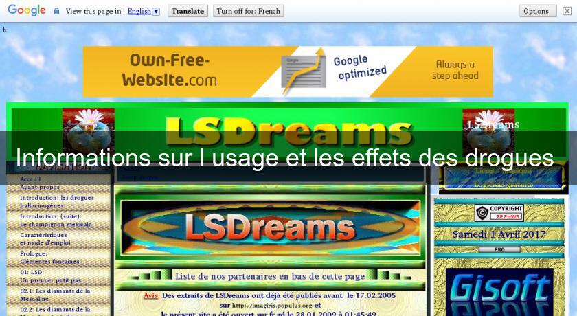 Informations sur l'usage et les effets des drogues Informations sur l'usage et les effets des drogues