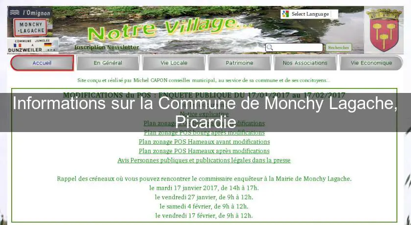 Informations sur la Commune de Monchy Lagache, Picardie