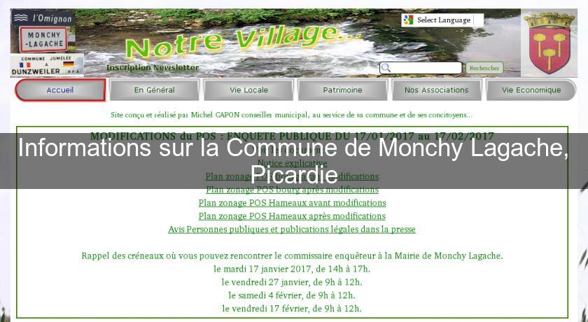Informations sur la Commune de Monchy Lagache, Picardie Informations sur la Commune de Monchy Lagache, Picardie