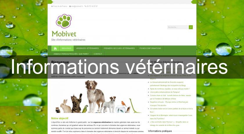 Informations vétérinaires Informations vétérinaires