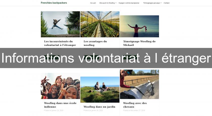 Informations volontariat à l'étranger Informations volontariat à l'étranger