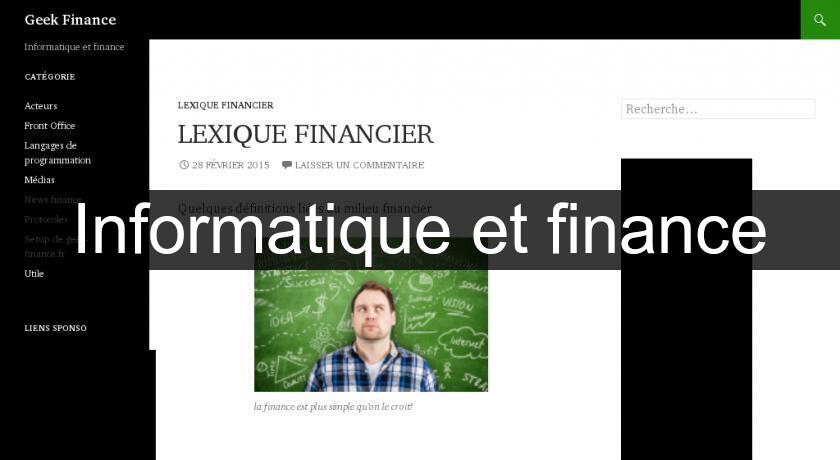 Informatique et finance Informatique et finance