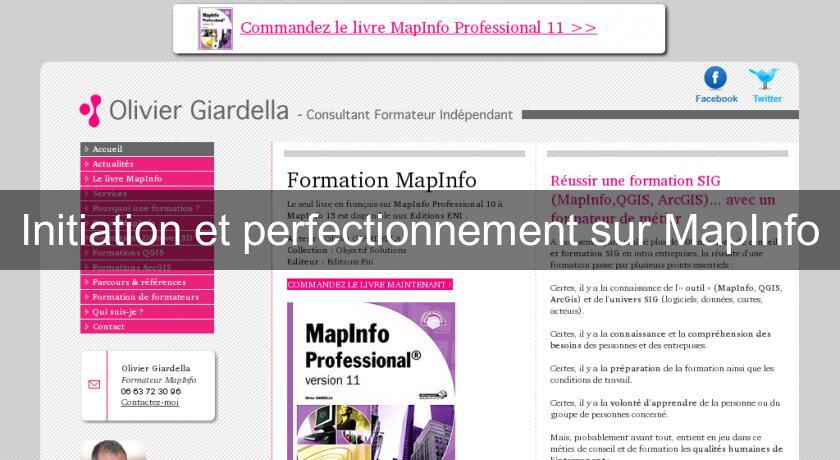 Initiation et perfectionnement sur MapInfo Initiation et perfectionnement sur MapInfo