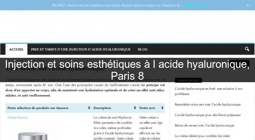 Injection et soins esthétiques à l'acide hyaluronique, Paris 8