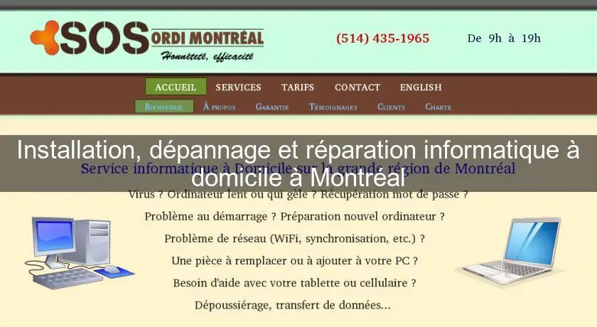 Installation, dépannage et réparation informatique à domicile à Montréal