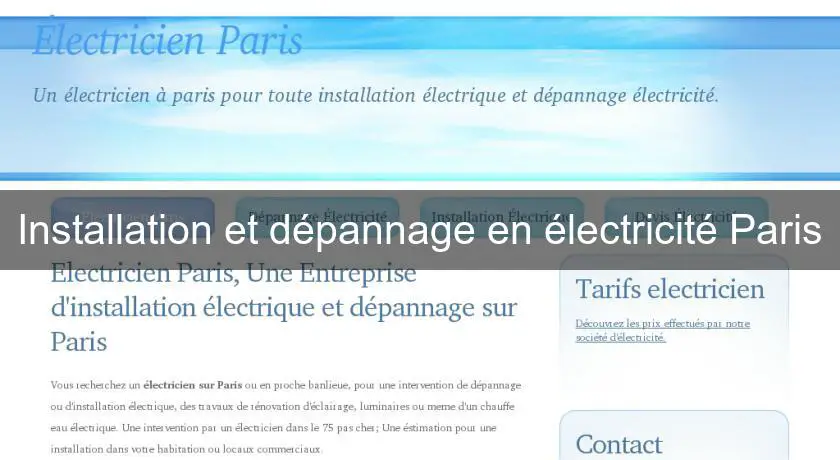 Installation et dépannage en électricité Paris