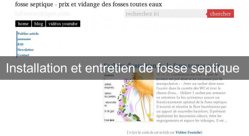 Installation et entretien de fosse septique Installation et entretien de fosse septique