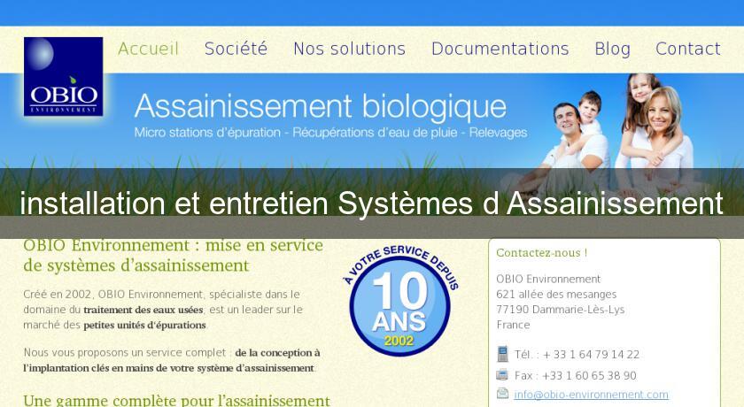 installation et entretien Systèmes d'Assainissement