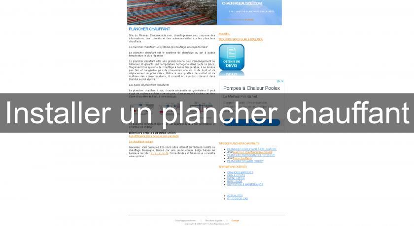 Installer un plancher chauffant Installer un plancher chauffant