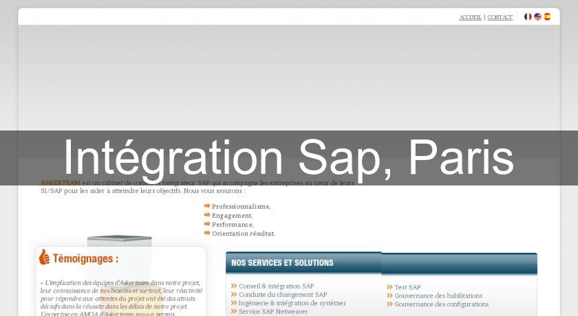 Intégration Sap, Paris Intégration Sap, Paris