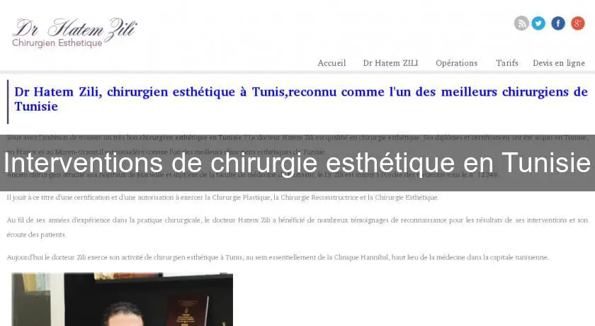 Interventions de chirurgie esthétique en Tunisie