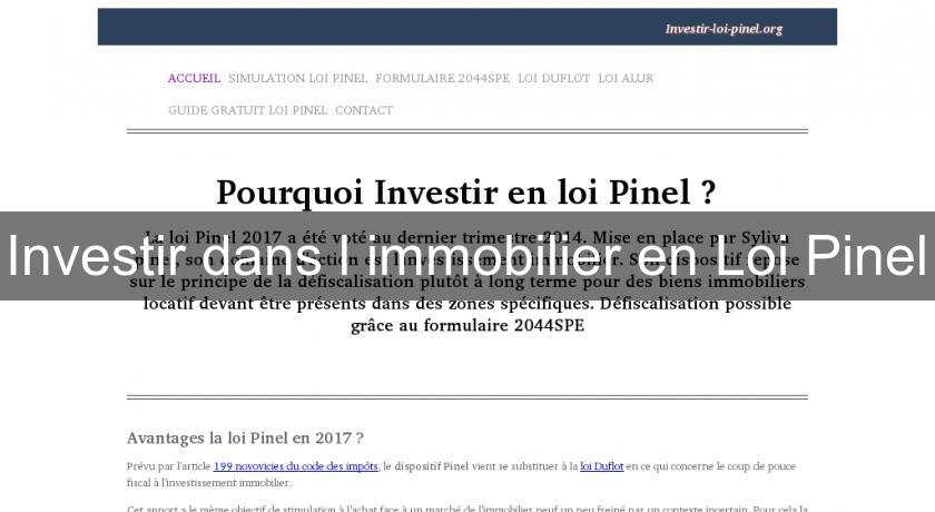 Investir dans l'immobilier en Loi Pinel