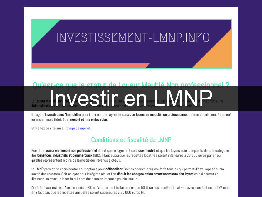 Investir en LMNP Investir en LMNP