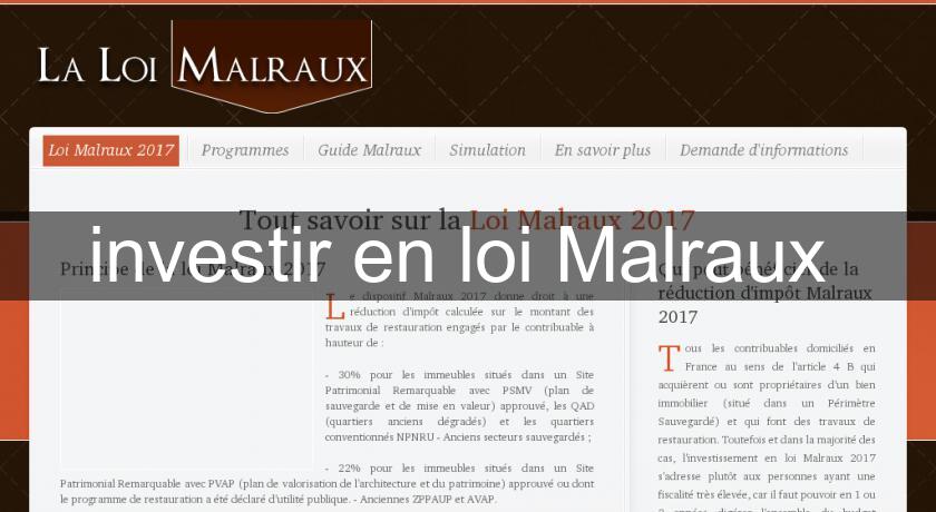 investir en loi Malraux investir en loi Malraux