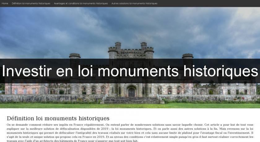 Investir en loi monuments historiques Investir en loi monuments historiques
