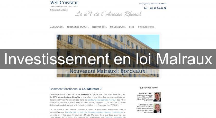 Investissement en loi Malraux Investissement en loi Malraux