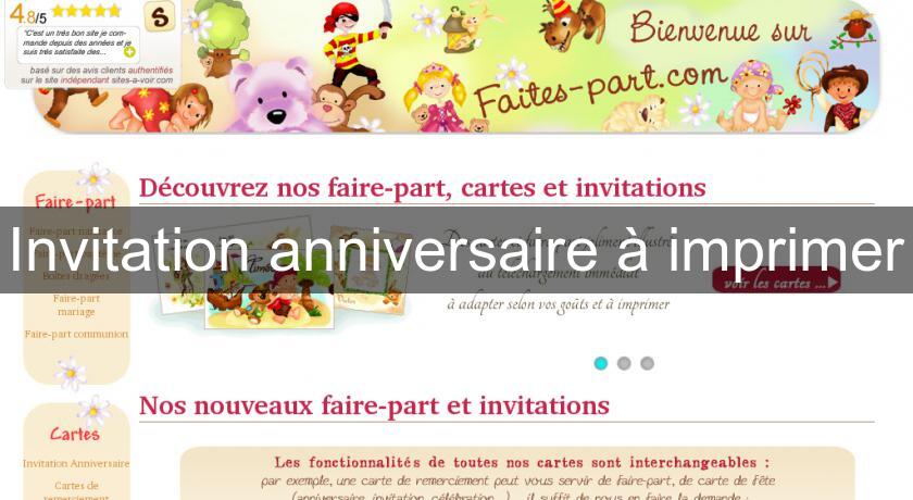 Invitation anniversaire à imprimer Invitation anniversaire à imprimer