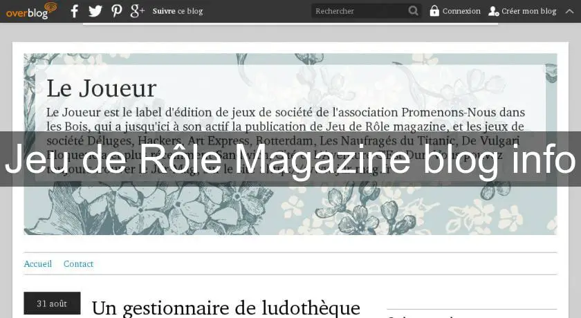 Jeu de Rôle Magazine blog info