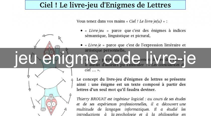 jeu enigme code livre-je