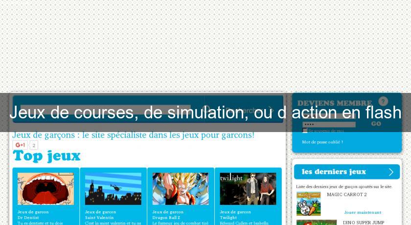 Jeux de courses, de simulation, ou d'action en flash