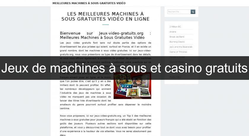 Jeux de machines à sous et casino gratuits Jeux de machines à sous et casino gratuits
